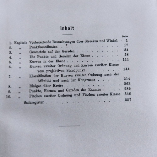 Einfuhrung in die Analytische Geometrie used book