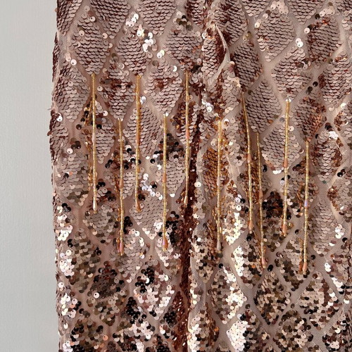 Long dress golden sequins like new, size S