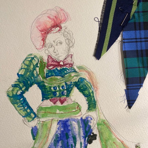 Theatrical costume design used, Alice in Wonderland, watercolor A3