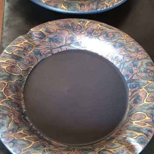 Handmade glass fusing ashtray set of 2, used, 17cm diameter