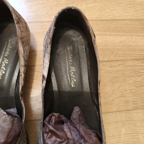 Tsakiris Mallas pumps used with low heel, leather, size 38, beige brown
