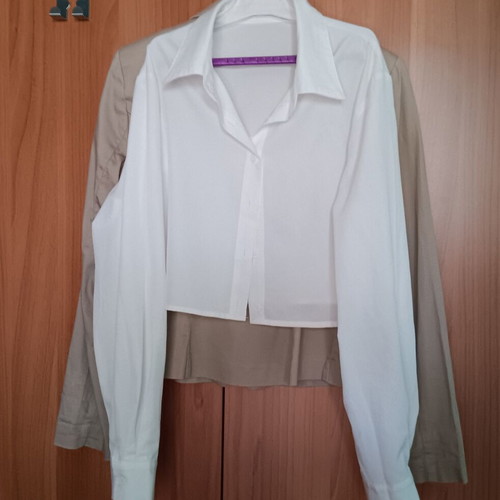 Paranoia jacket and crop shirt set, white and grey