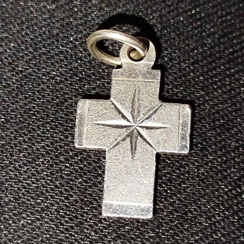 Silver cross used, matte classic 950, 2.5x1 cm