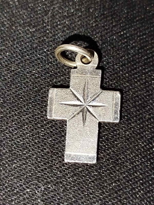 Silver cross used, matte classic 950, 2.5x1 cm
