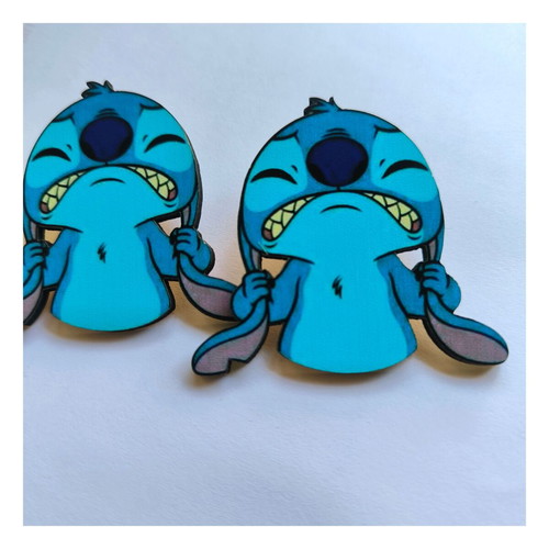 Stitch earrings wooden handmade new, stud fastening