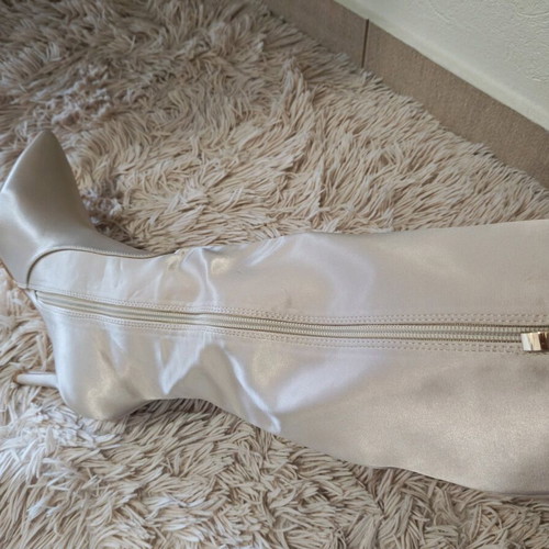 Satin boots new, cream color, size 39
