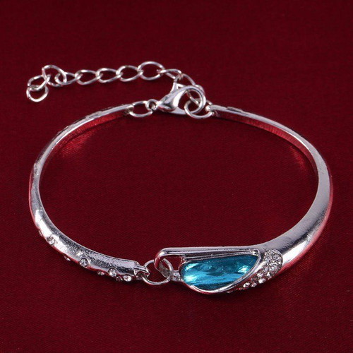 Silver bracelet with zirconia new, blue and silver