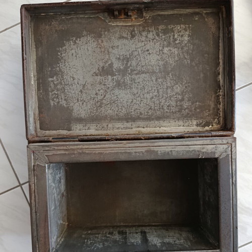 Victorian Metal Safe Used Fireproof Document Box Milner & Son Liverpool