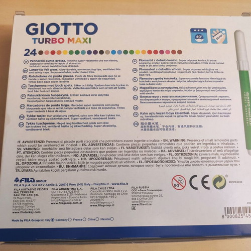 Giotto Turbo Maxi washable markers set of 24 colors new