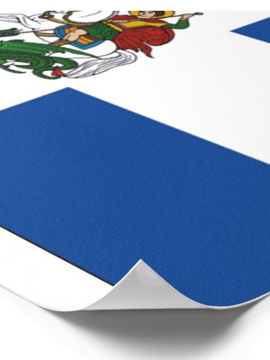 Flag on A4 poster of dry land on paper