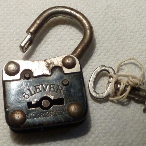 Vintage German branded padlock with key, used
