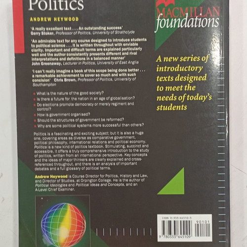 Politics book used, Macmillan Foundations, Andrew Heywood