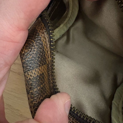 Kem wallet used, brown and gold leather
