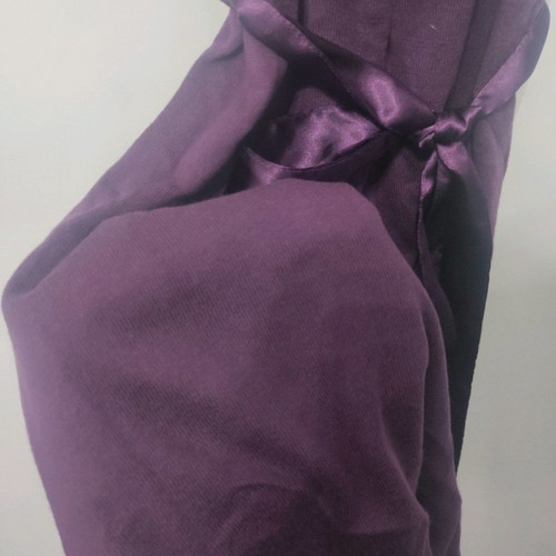 Purple knitted dress with satin belt one size