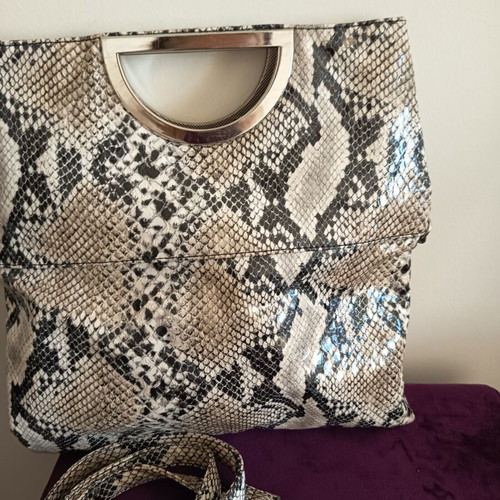 Animal Print Handbag and Crossbody Bag like new, white and grey