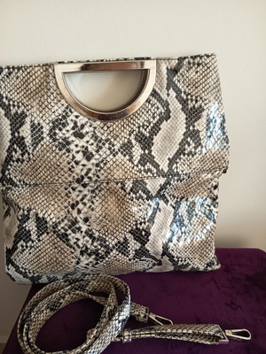 Animal Print Handbag and Crossbody Bag like new, white and grey