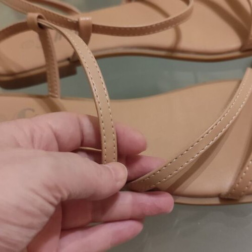 Shein beige flat sandals size 39 like new with soft sole