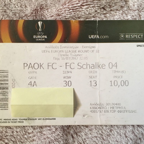 PAOK Schalke 2017 match ticket used
