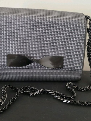 Δερμάτινη τσάντα ώμου καινούργια, γκρι 100% ιταλική