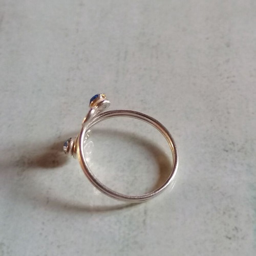 925 Silver Spiral Toe Ring with Blue Strass New