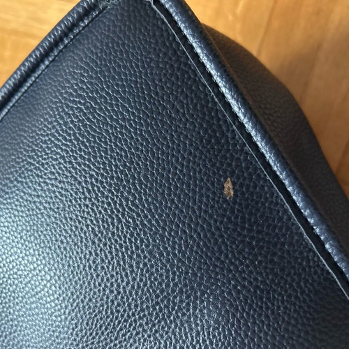 Shoulder Bag used, beige and blue with pockets