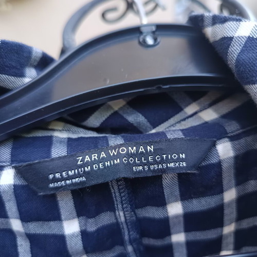 Zara cotton checked dress semizie size S new
