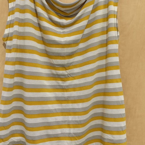 Helmi top size L like new, striped mustard, grey and white