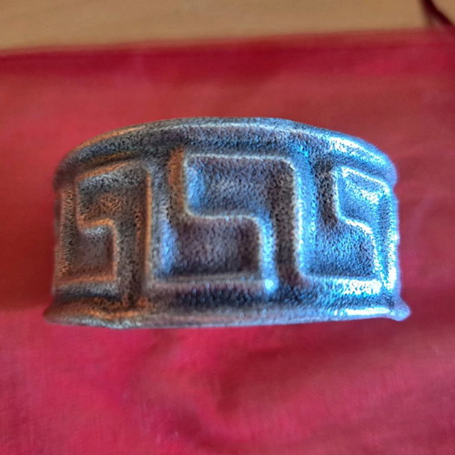 Silver bracelet with meanders like new, hammered design