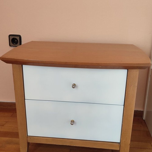 Bedroom set used with double bed, mattress and nightstands