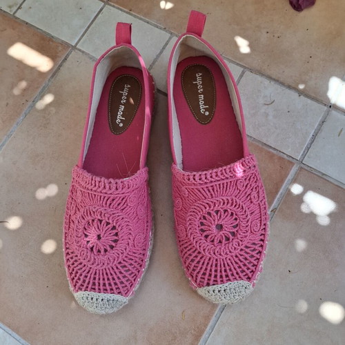 Super Mode espadrilles fuchsia size 39 like new, cotton blend