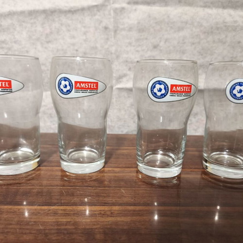 Amstel 0.33 lt set of 4 football collectible glasses new
