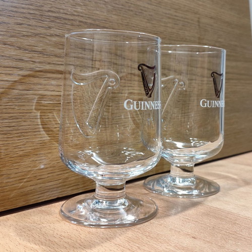 Guinness beer set of two promotional stemmed glasses 0.33lt new