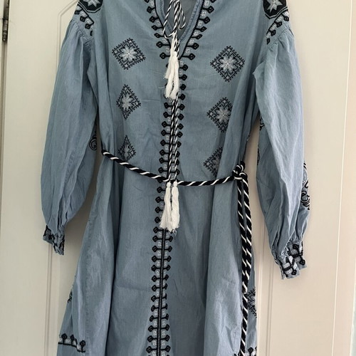 Embroidered dress new, blue, sizes S and M