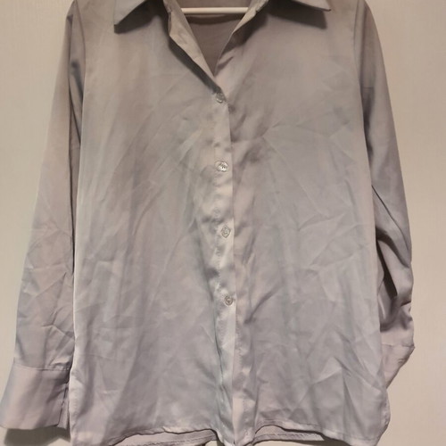 Silver shirt like new, silk-like fabric, size approx. 50 cm armpit to armpit