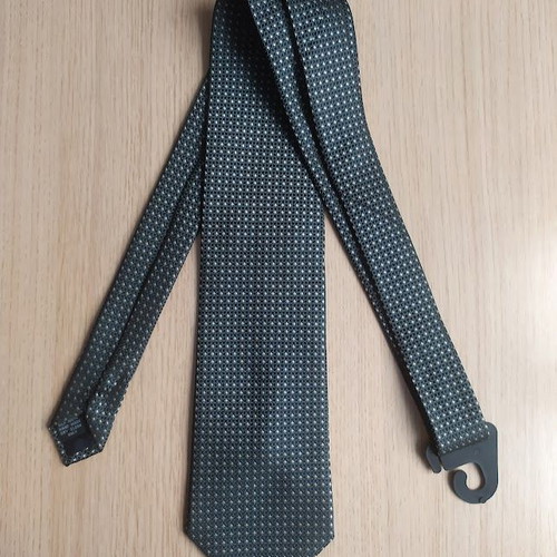 Silk men's tie handmade, like new, white and gray