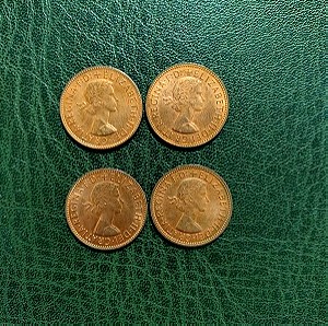 ΛΟΤ 4 νομίσματα ½ Penny - Elizabeth II 1967 United Kingdom