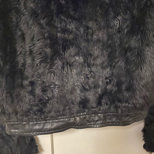 Fur jacket black, size S, with defect