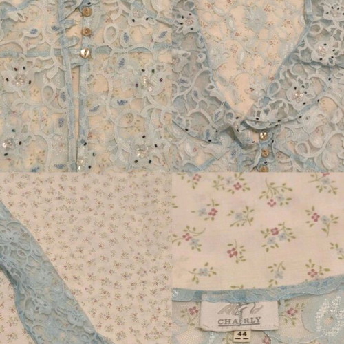 Charly blue set with lace and embroidered designs like new