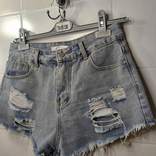 Women's denim shorts, size S-M, blue and turquoise