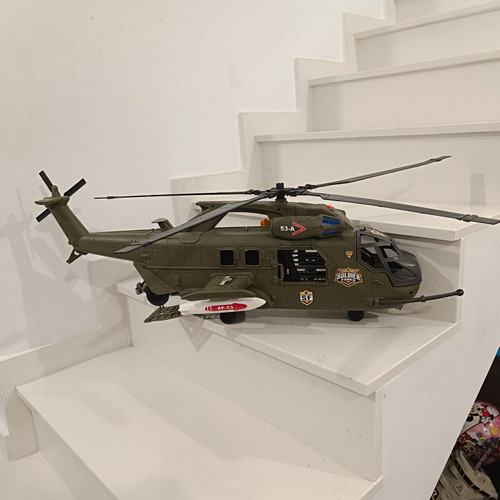 Toy Helicopter used, missing figures, approx. 50-60cm