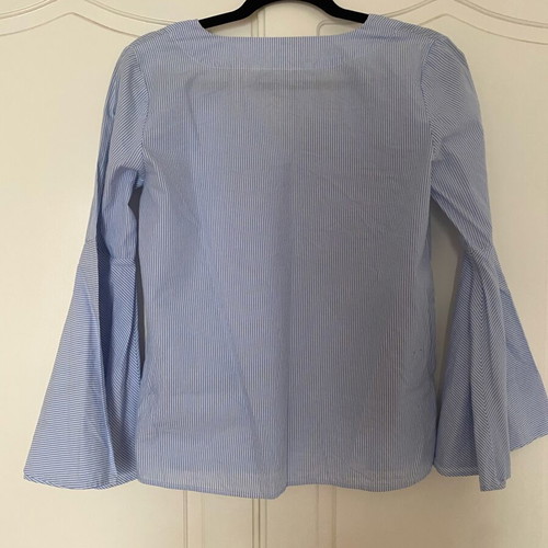 Zara striped bell sleeve cotton blouse size XS like new