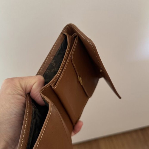 Trussardi Vintage Leather Wallet 90s Made in Italy, like new, brown beige