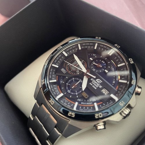 Casio Edifice wristwatch, blue and silver
