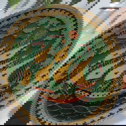 Δύο πιάτα vintage  από χαλκό καί ορείχαλκο μέ τεχνική cloisonne μέ σμάλτο.