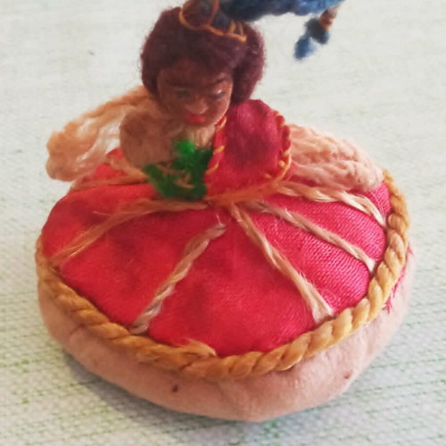 Pincushion Vintage Handmade Souvenir from Madeira 1950s-1960s used