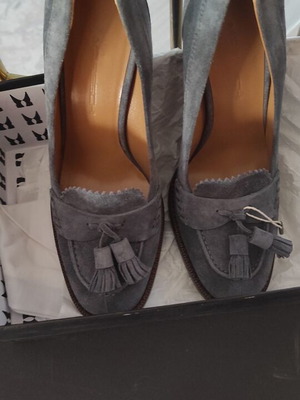 Suede leather heels new, thick 10cm heel, size 39.5