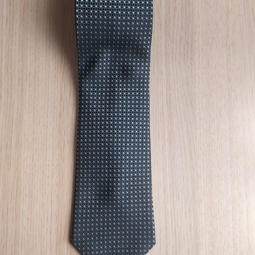 Silk men's tie handmade, like new, white and gray