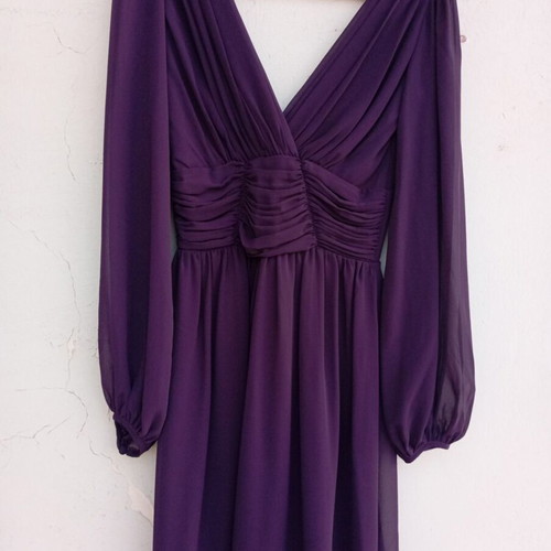 Asos dress new, purple, size small with deep neckline and sheer sleeves