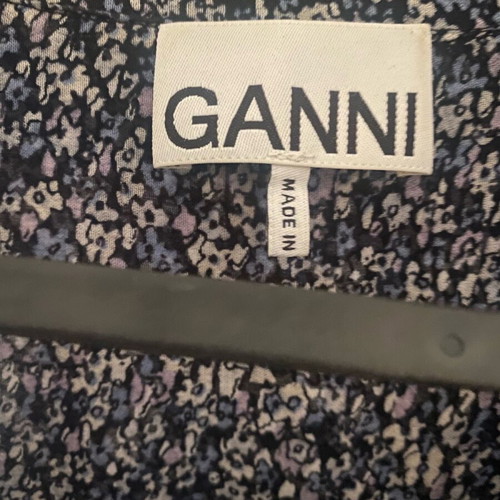 GANNI shirt semi-sheer floral size 36 like new, blue