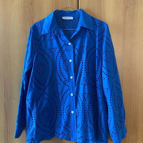 Celestino long-sleeve perforated shirt new, blue, one size